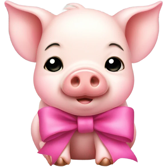 Sleepy baby pig with pink bow  emoji