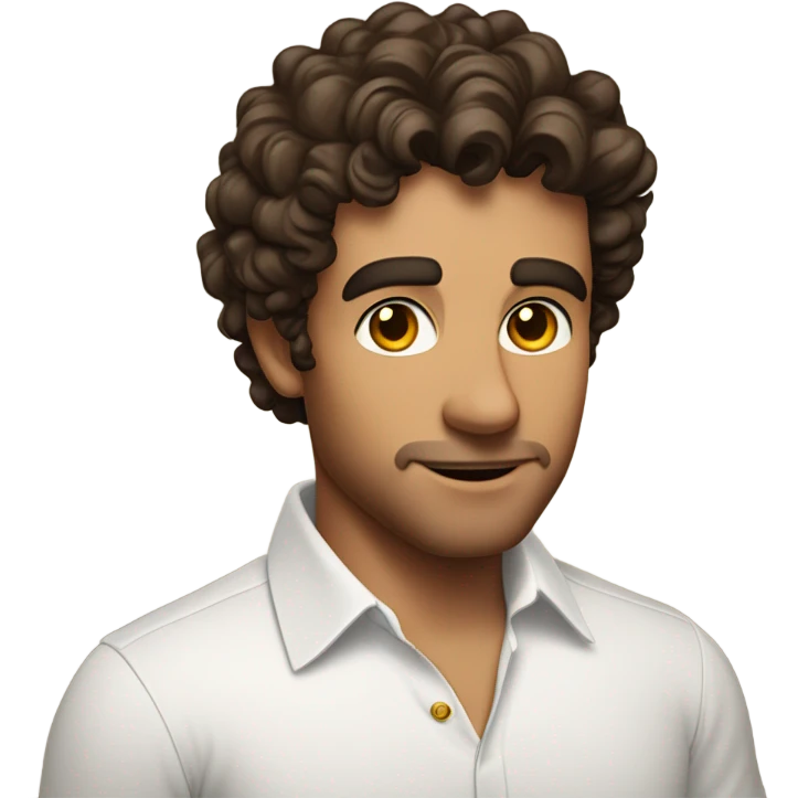 A waist up shot of a handsome tan man with dark brown short curly hair wearing a white shirt and a gold watch emoji