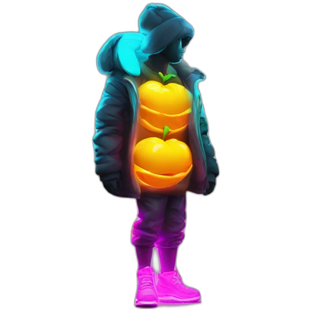 Juicy booty neon sign style man emoji