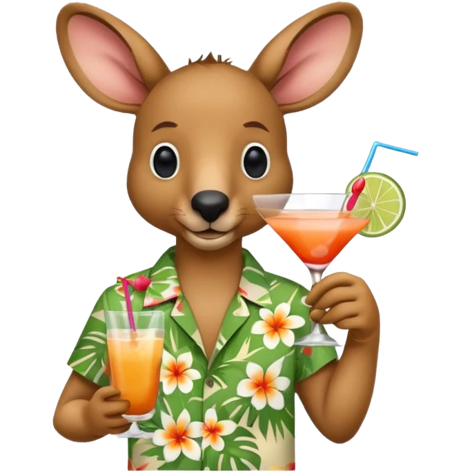 Kangaroo with Hawaii shirt and coctail emoji