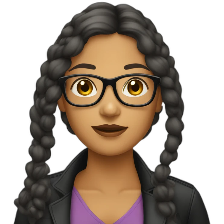 mujer-con-gafas-pelo-negro-largo-y-bebe mujer un año emoji