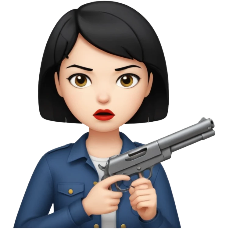 short hair girl gun in mouth emoji