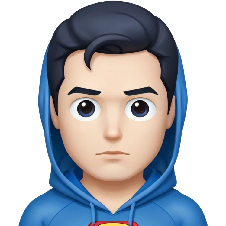 Superman wearing a blue hoodie emoji