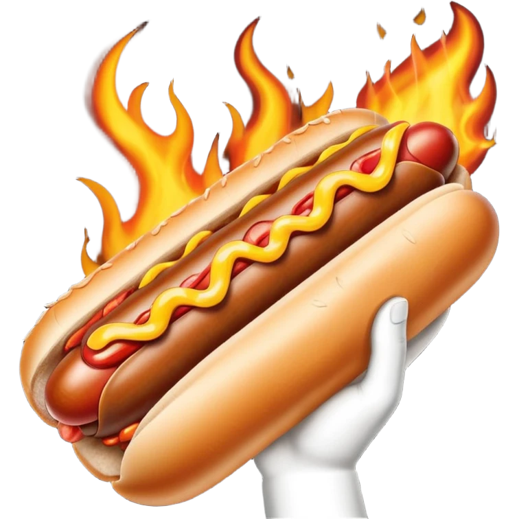 Hand Holding a Flaming Hotdog emoji