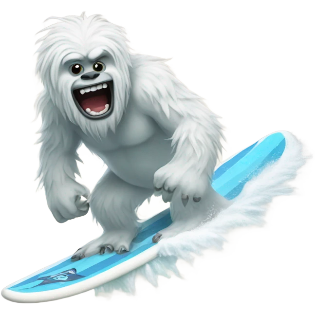 Yeti on a surfboard riding a wave emoji