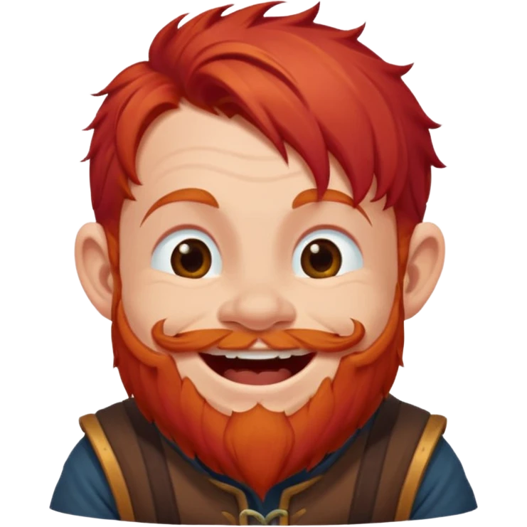 Ein zwerg mit roten Haaren der lacht, von der Seite  emoji