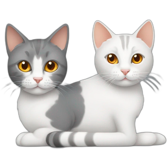 dual grey cat and white and orange cat emoji