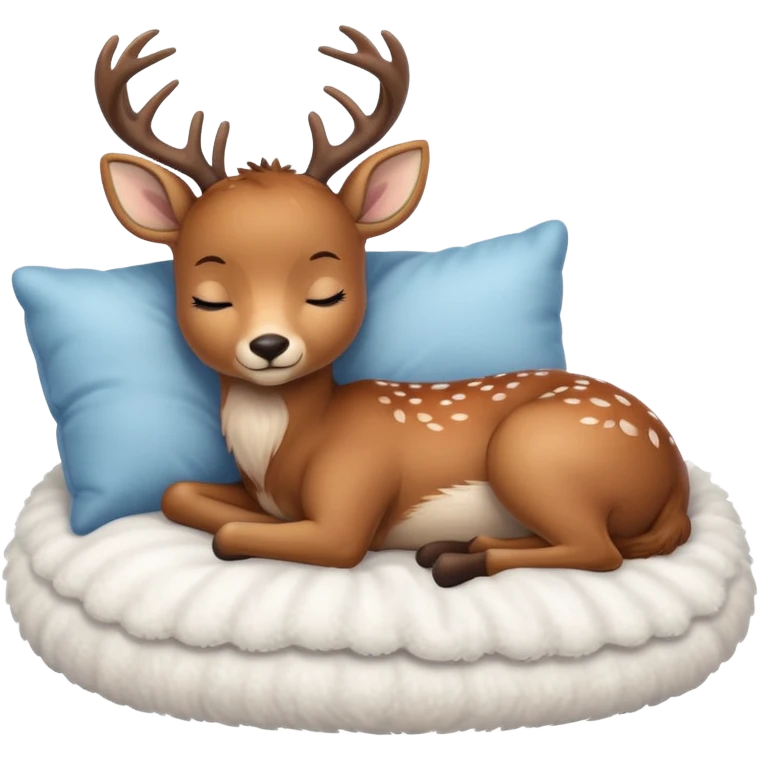 Cute deer sleeping in bed emoji