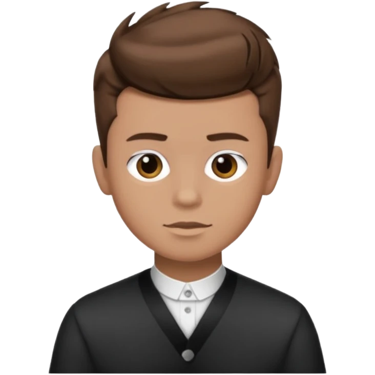 create a fringe haircut boy with a brown hair with hair little up more looking like quiff hairstyle emoji