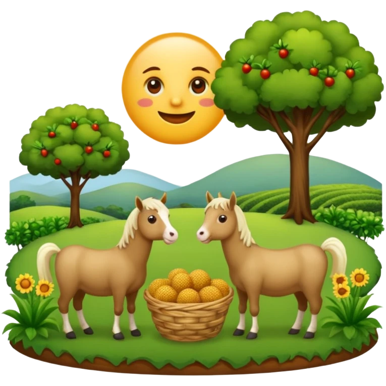 Equinos, fazenda, gado, ração  emoji