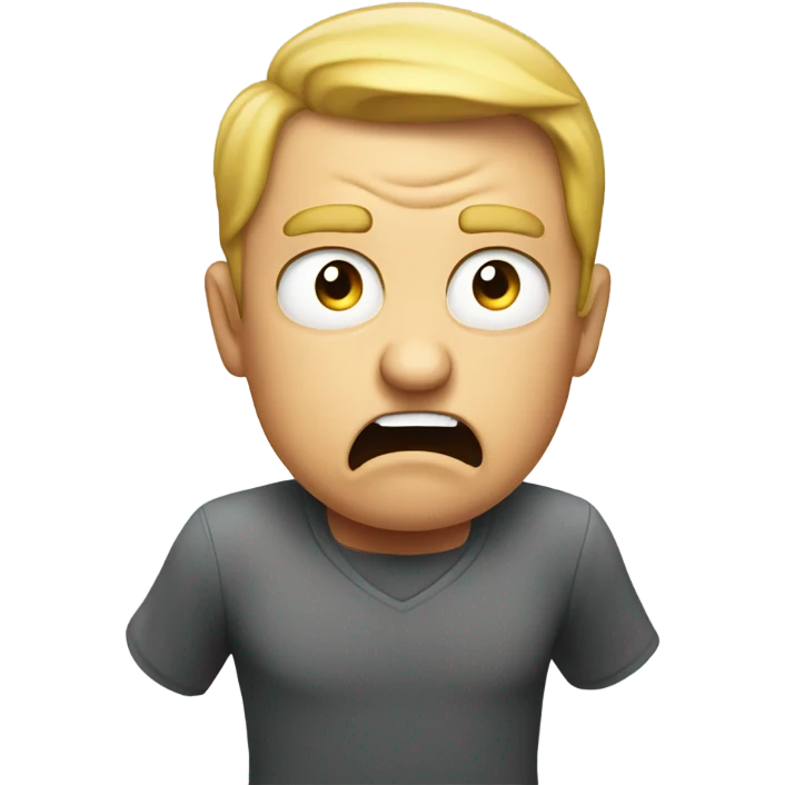 Angry man pointing to a fart emoji