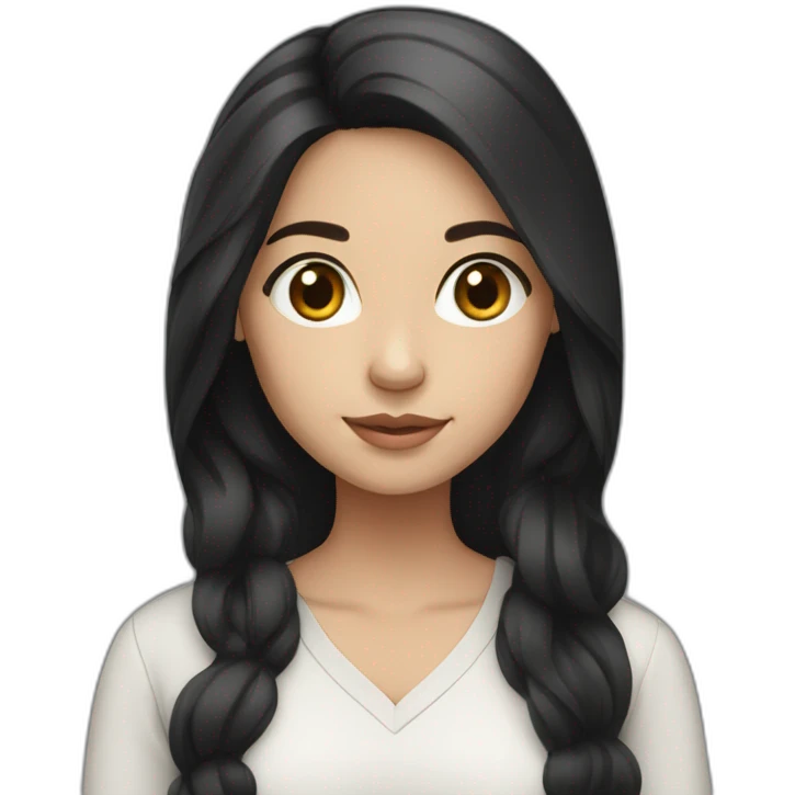 White skin color pakistani girl with black long hair emoji