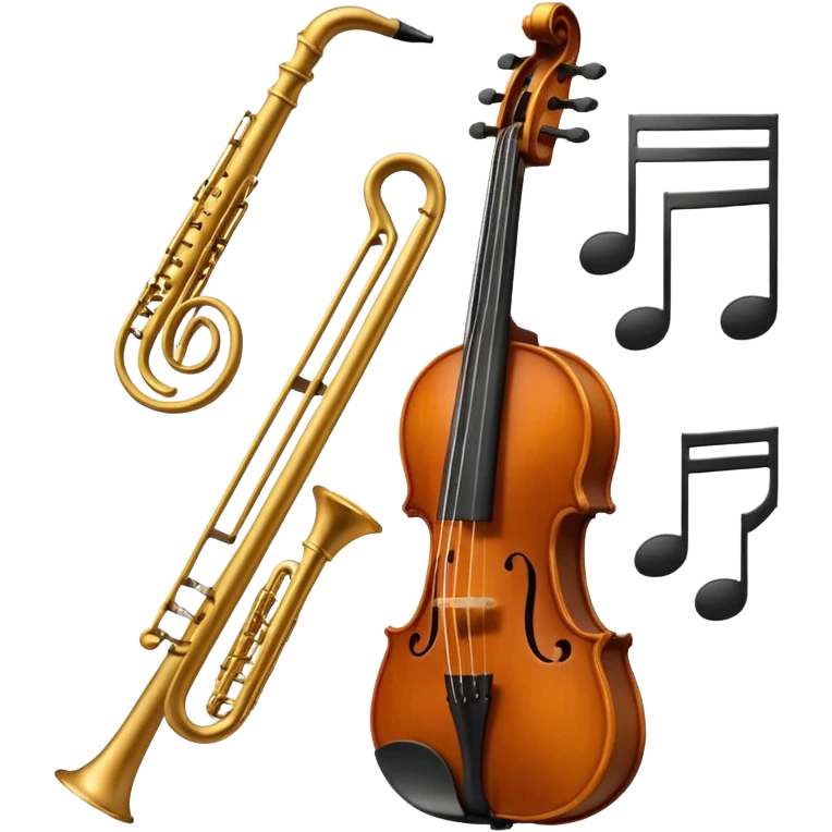robot Create a sophisticated and elegant emoji that represents orchestration and arrangement. The design should feature a conductor’s baton, musical notes, and a symphonic score, symbolizing the process of arranging and orchestrating music. Incorporate instruments like a violin, trumpet, emoji