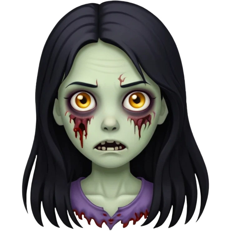 girl zombie with black long hair emoji