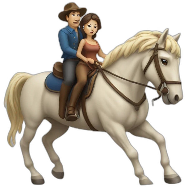 man riding a horse with a head of a woman emoji