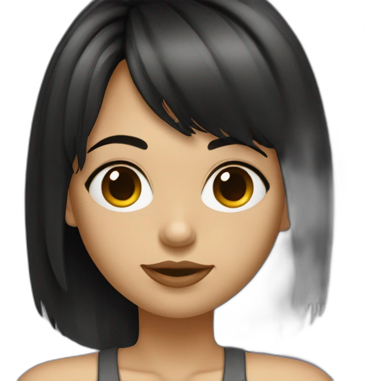 Fille -cheveux a la garçone de couleur noir avec franche et lisse emoji