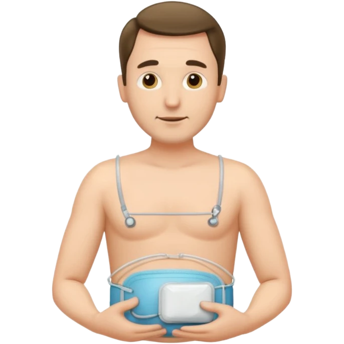 A man in his mid-40s with a stoma bag on his stomach. emoji