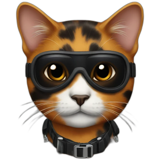 Tortoiseshell cat pilot with black face emoji