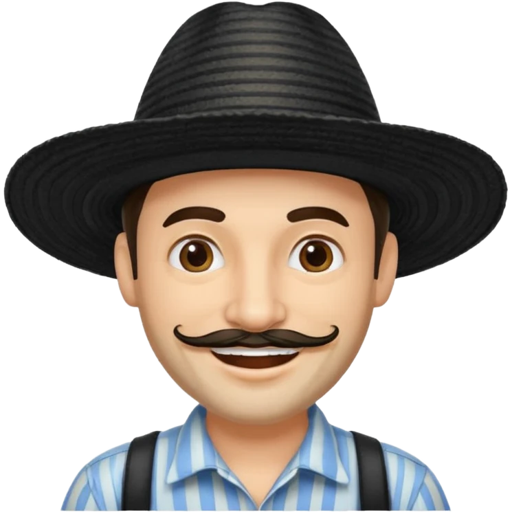 A happy fair skinned Colombian man with some facial hair wearing a black stripped Colombian hat  emoji