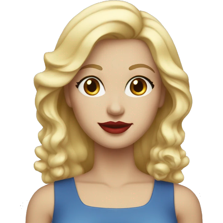 45 year old woman blonde hair blue eyes and red lip[s emoji