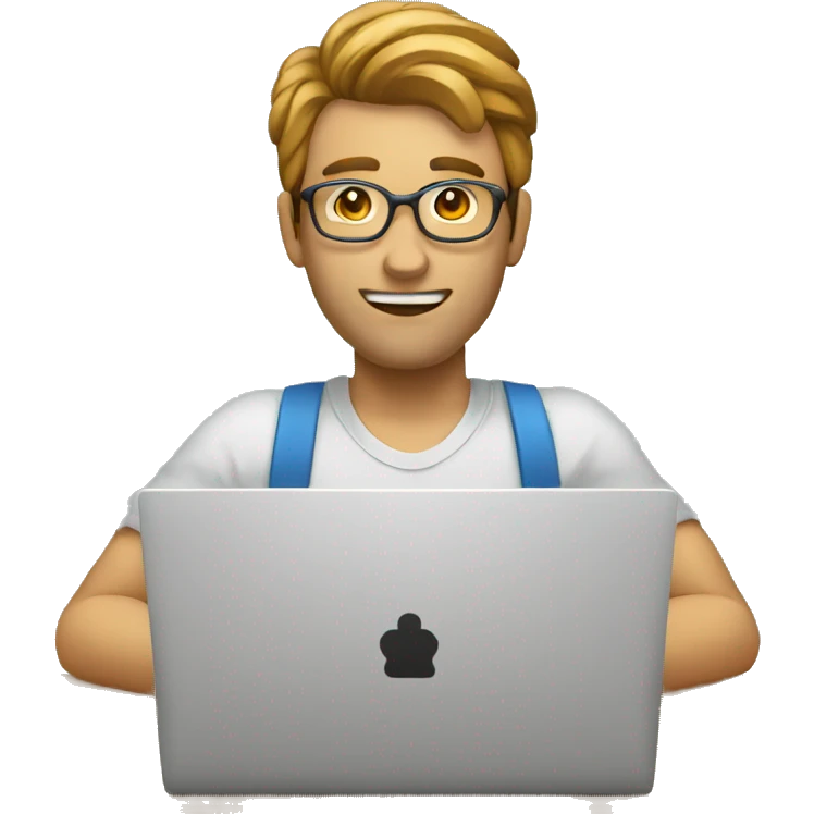 man behind laptop customer support emoji