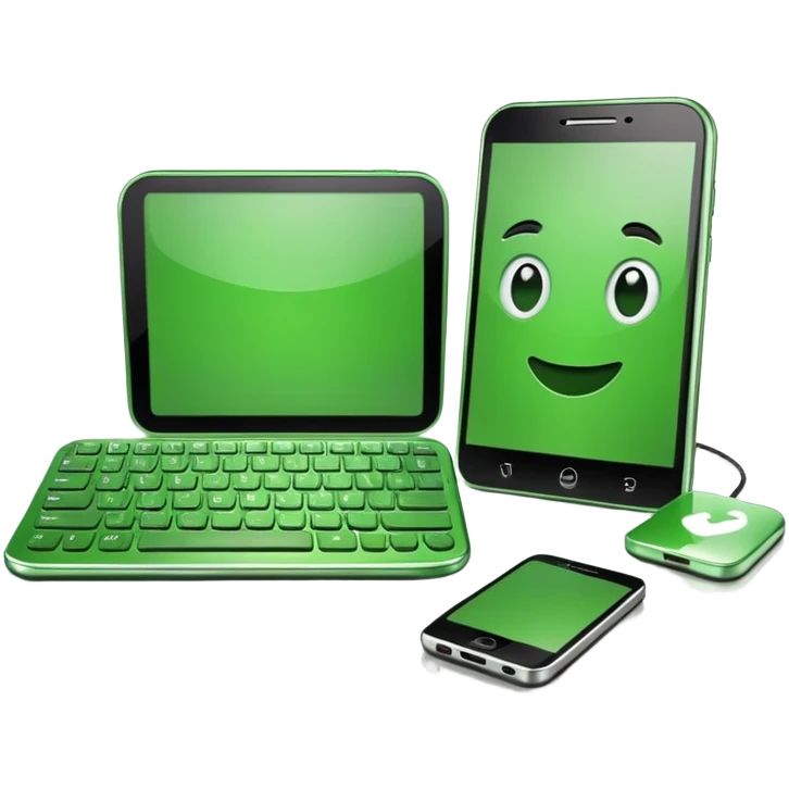 Un smartphone vert et un personal computer  emoji