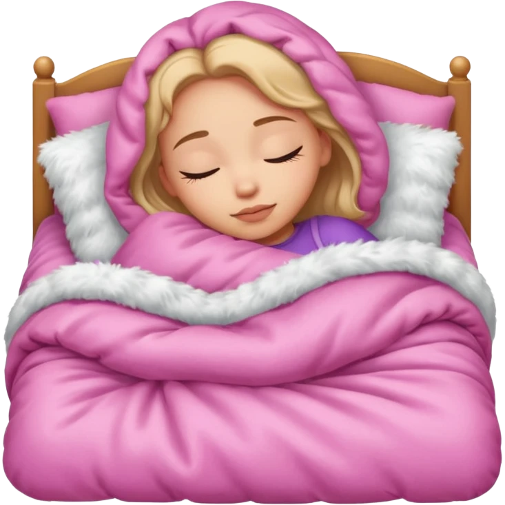 Garota dormindo, cama pink emoji