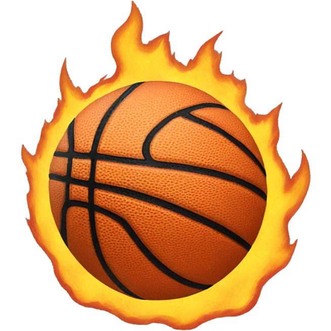 Basketball with a face on fire emoji