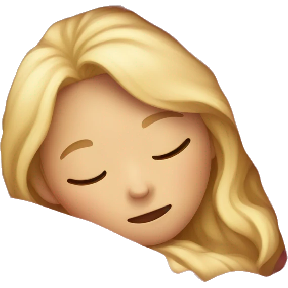 blonde girl napping under pink blanket emoji