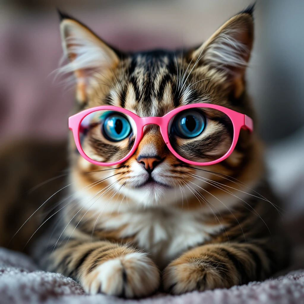 A cat with pink glasses emoji