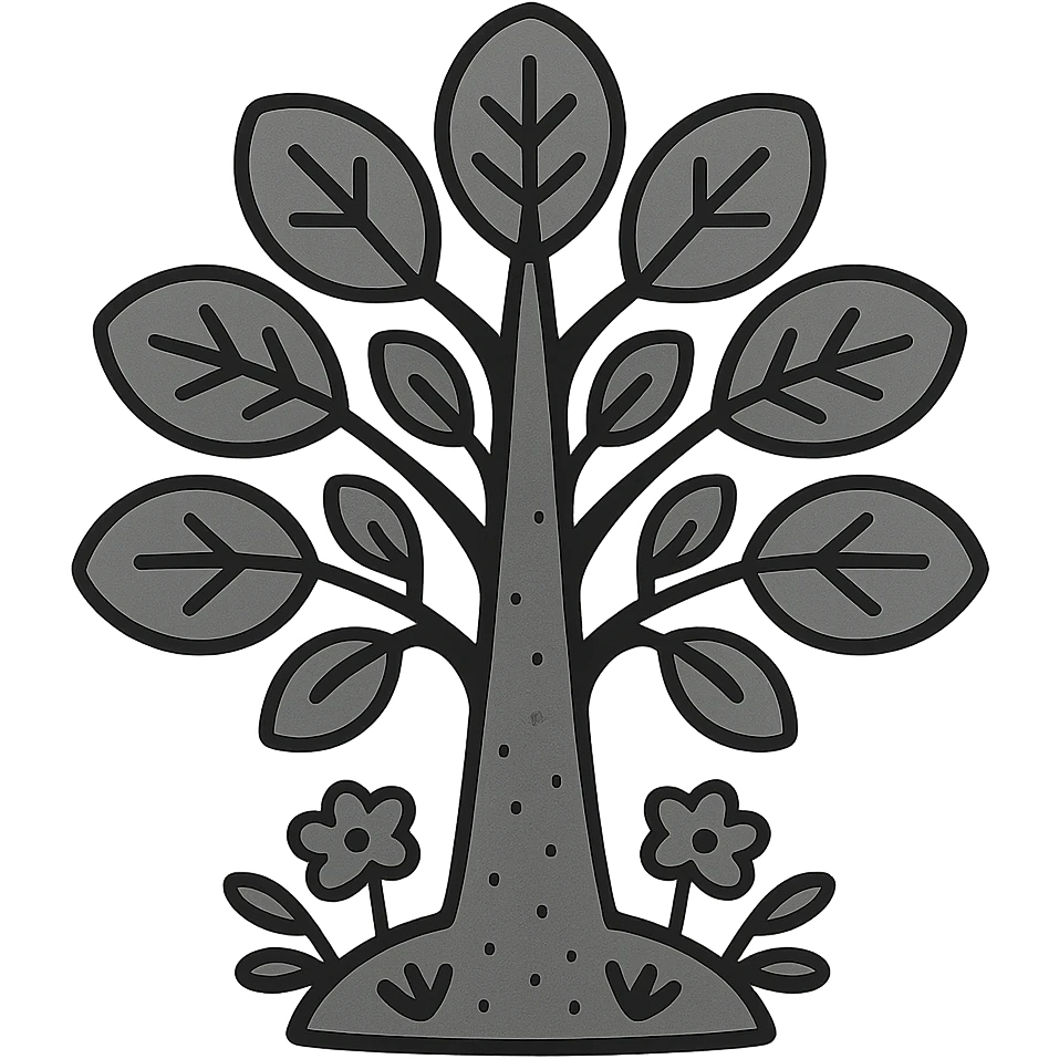 a tree growing from the ground, Scandinavian folk art style, neutral colors, minimal emoji