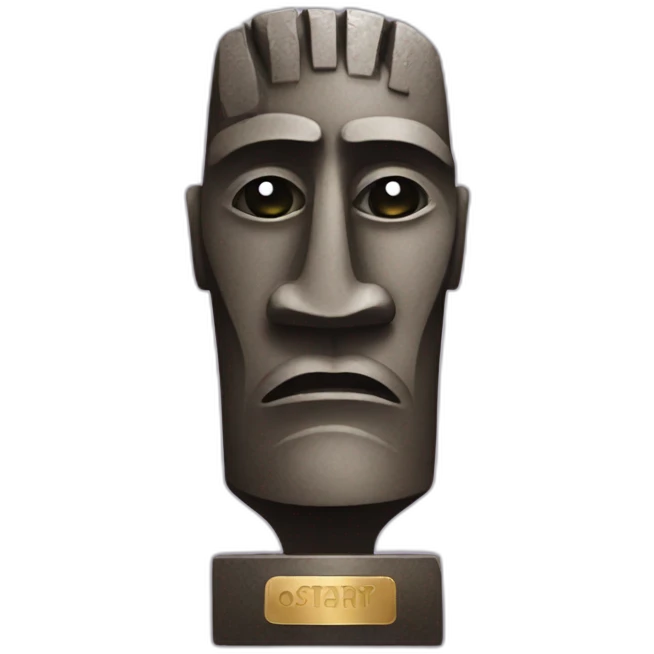 Easter island head holding an oscar emoji