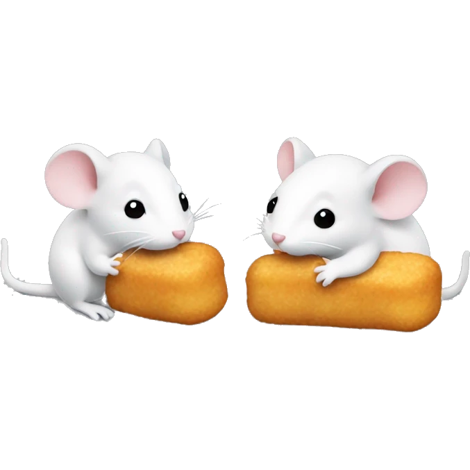 two mouses (one white and the other gray) eating chicken nuggets emoji