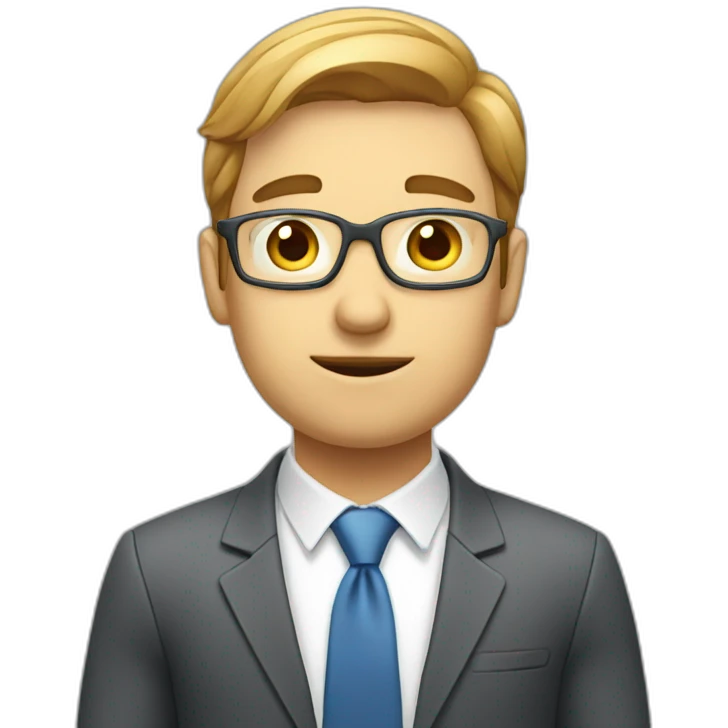 Office guy looking at charts with smart face expression  emoji