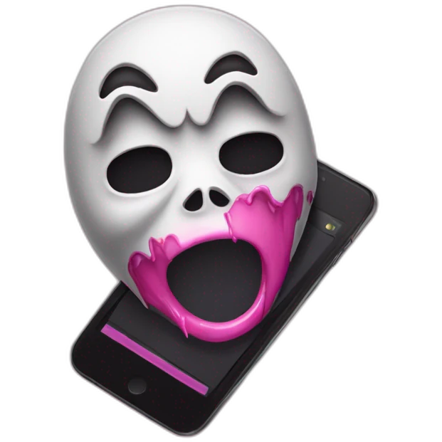 Scream mask with a pink phone  emoji