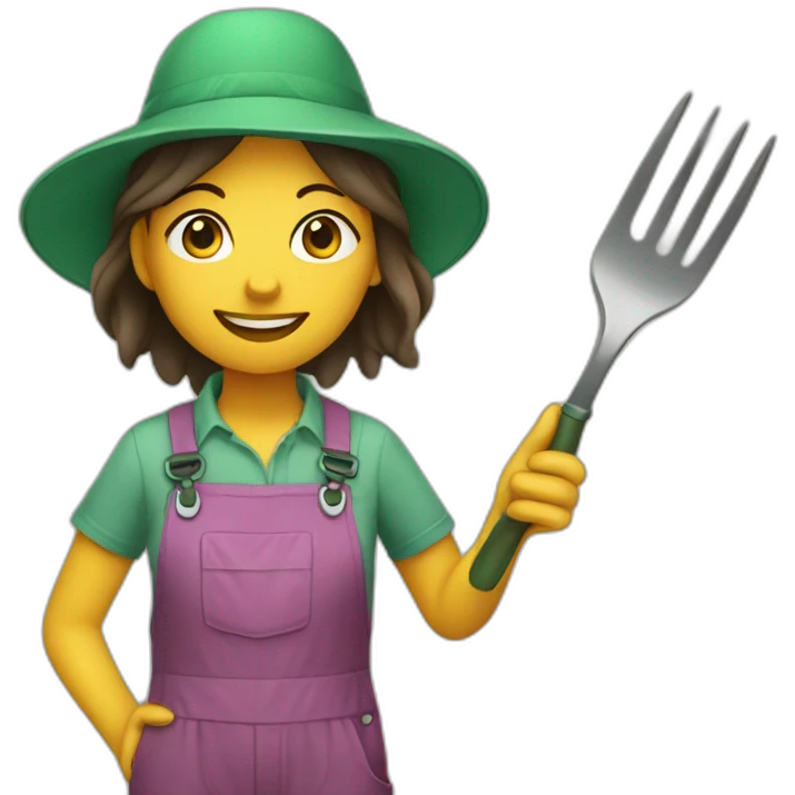 Gardener girl with fork and hat emoji