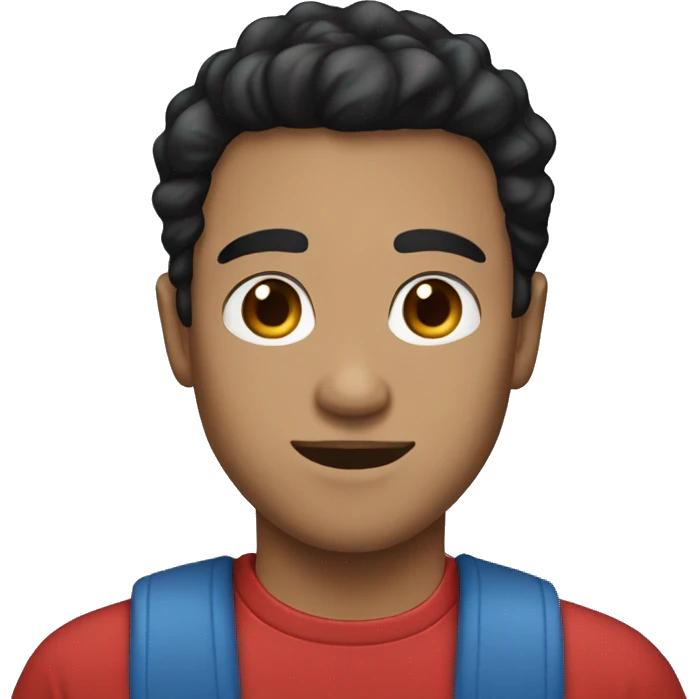 Guy with red t-shirt black hair light skin blue eye emoji