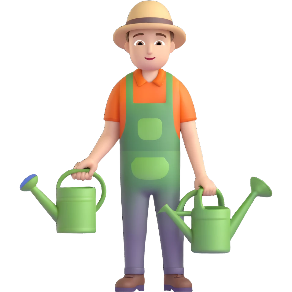 young white male gardener with watering can emoji