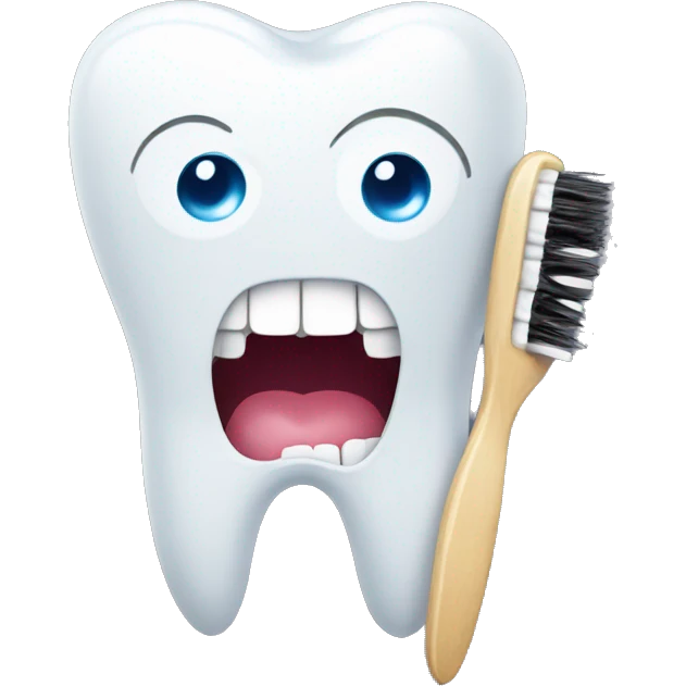 tooth with eyes and smile and brush tooth emoji