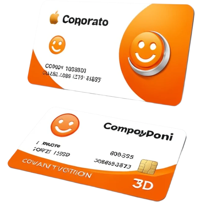 3D corporate card where Color #FF3D00 is the main visual element, with simple ‘WAD’ text. just 'WAD' and no other markings (no digits, no any card company logos, no chip). Minimal, modern, high-end. emoji