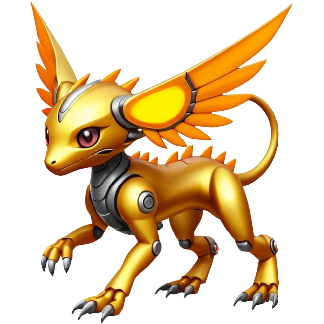  exotic futuristic warm-colored modern cyber-Fakémon-Digimon-Trico-creature emoji