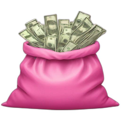 a mountain of money in a pink bag emoji