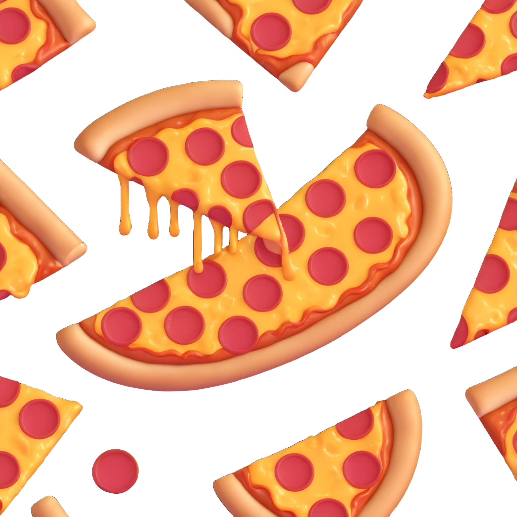 pepperoni pizza with gooey melted cheese stretching emoji