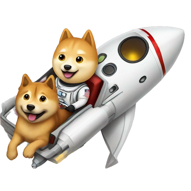 elon musk and doge riding a rocket to mars emoji
