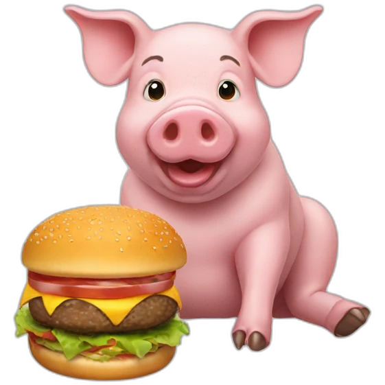 Pig eat burger emoji