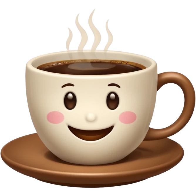 a cute cup of coffee with a smile, without the plate emoji