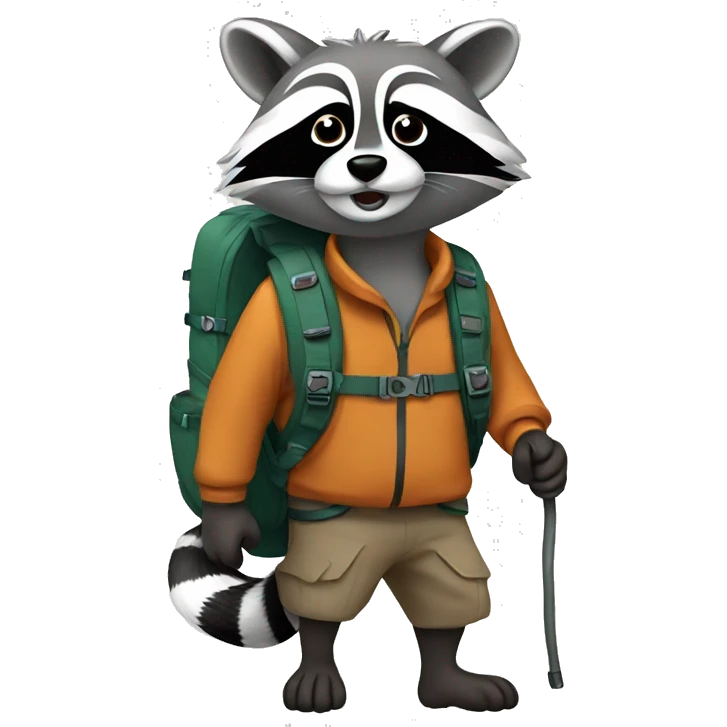 hiking raccoon emoji