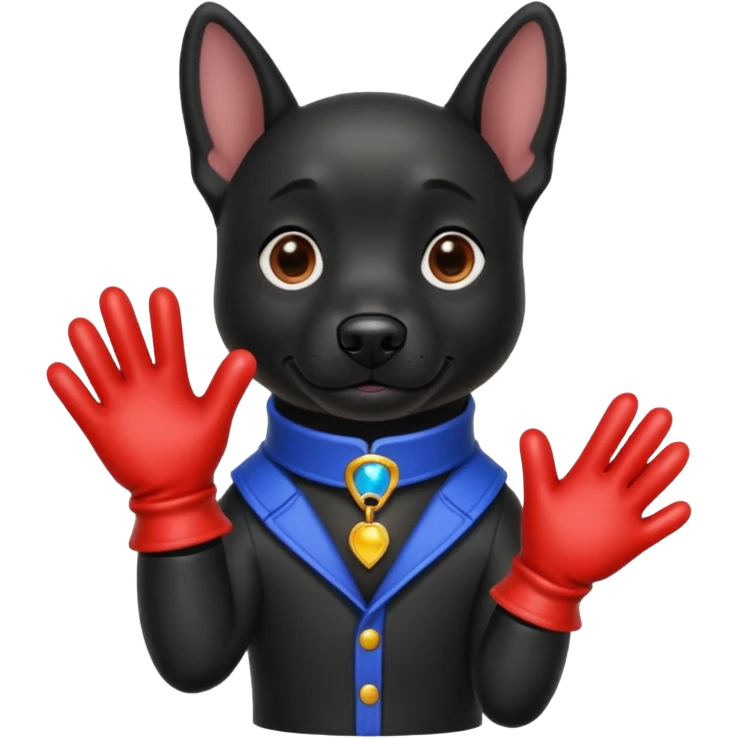 Black dog wearing magic gloves  emoji