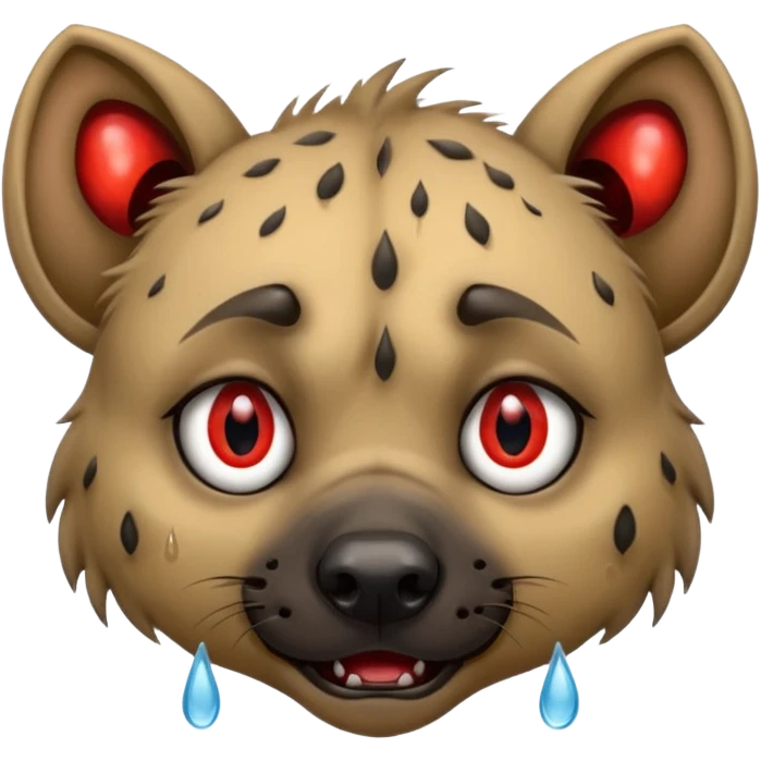 Crying hyena with red eyes on on eyeball make it cry tears emoji