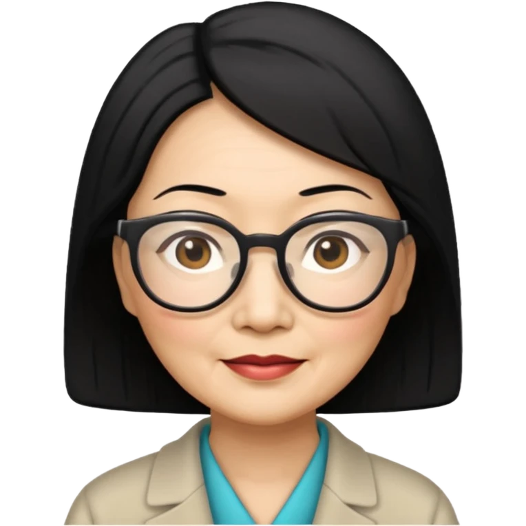 black hair Elder asian woman with glasses emoji